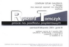 Ryszard Tomczyk: prace na podłożu papierowym - zaproszenie