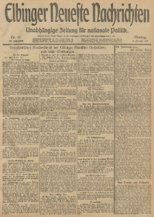 Elbinger Neueste Nachrichten, Nr. 12 Montag 13 Januar 1913 65. Jahrgang
