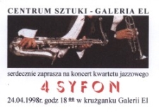 4 Syfon – zaproszenie na koncert jazzowy