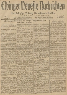 Elbinger Neueste Nachrichten, Nr. 17 Sonnabend 18 Januar 1913 65. Jahrgang