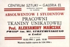 Tkanina w Galerii EL – zaproszenie na wystawę