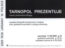 Tarnopol prezentuje (miasto partnerskie Elbląga) – zaproszenie na wystawę