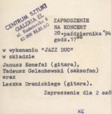 Jazz Duo w Galerii EL – zaproszenie na koncert