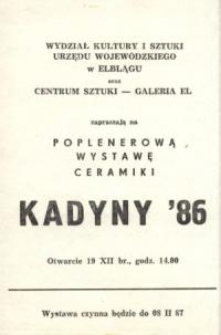 Poplenerowa wystawa ceramiki: Kadyny ‘86 – zaproszenie