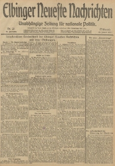 Elbinger Neueste Nachrichten, Nr. 21 Mittwoch 22 Januar 1913 65. Jahrgang