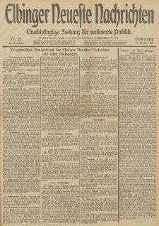 Elbinger Neueste Nachrichten, Nr. 22 Donnerstag 23 Januar 1913 65. Jahrgang