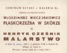 Włodzimierz Wieczorkiewicz: płaskorzeźba w skórze oraz Henryk Cześnik: malarstwo – zaproszenie