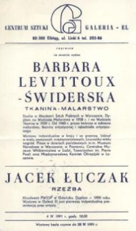 Barbara Levittoux-Świderska: tkanina, malarstwo oraz Jacek Łuczak: rzeźba – zaproszenie na wystawy