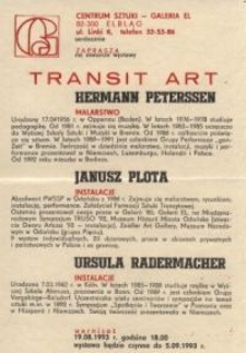 Hermann Peterssen: malarstwo, Janusz Plota: instalacje, Ursula Radermacher: instalacje – zaproszenie na wystawy