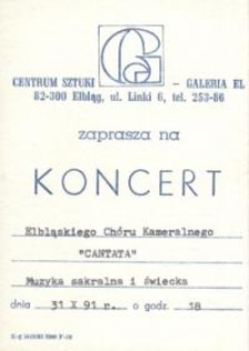 „Cantata” w Galerii EL – zaproszenie na koncert