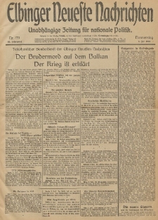 Elbinger Neueste Nachrichten, Nr. 179 Donnerstag 3 Juli 1913 65. Jahrgang