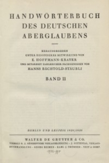 Handwörterbuch des deutschen Aberglaubens. Band 2