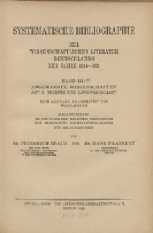 Bd. 3. : Angewandte Wissenschaften. Abt. 2 : Technik und Landwirtschaft