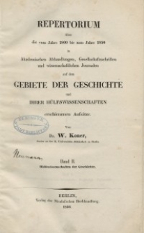 Bd. 2: Hülfswissenschaften