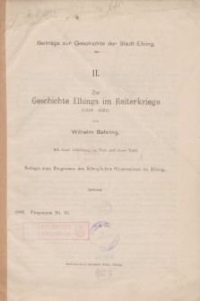 Zur Geschichte Elbings im Reiterkriege (1519-1521)