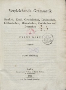 Vergleichende Grammatik des Sanskrit...