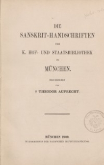 Die Sanskrit-Handschriften der K. Hof- und Staatsbibliothek in München. Tom 1, cz.5.