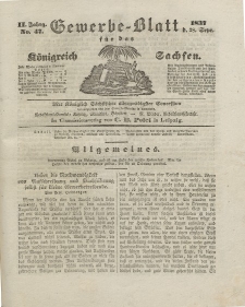 Gewerbe-Blatt Königreich Sachsen. Jahrg. II, 28. September, nr 47.