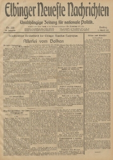 Elbinger Neueste Nachrichten, Nr. 208 Freitag 1 August 1913 65. Jahrgang