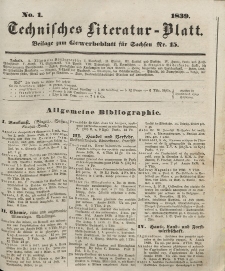 Gewerbe-Blatt für Sachsen. Jahrg. IV, 11. April, nr 15, (Beilage nr 1: Technisches Literatur-Blatt)