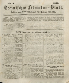 Gewerbe-Blatt für Sachsen. Jahrg. IV, 26. September, nr 39 (Beilage nr 3: Technisches Literatur-Blatt)