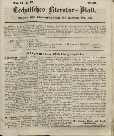 Gewerbe-Blatt für Sachsen. Jahrg. IV, 26. Dezember, nr 52 (Beilage nr 11/12: Technisches Literatur-Blatt)