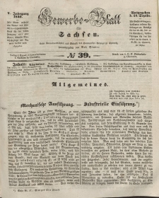 Gewerbe-Blatt für Sachsen. Jahrg. V, 24. September, nr 39.