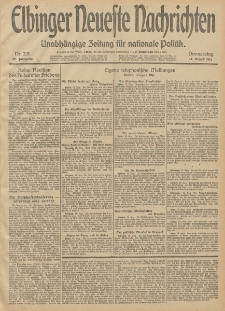 Elbinger Neueste Nachrichten, Nr. 221 Donnerstag 14 August 1913 65. Jahrgang