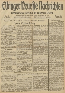 Elbinger Neueste Nachrichten, Nr. 36 Donnerstag 6 Februar 1913 65. Jahrgang