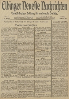 Elbinger Neueste Nachrichten, Nr. 37 Freitag 7 Februar 1913 65. Jahrgang