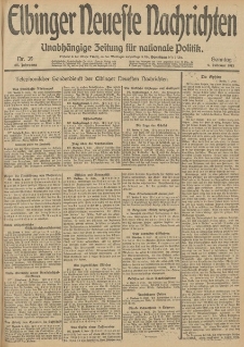 Elbinger Neueste Nachrichten, Nr. 39 Sonntag 9 Februar 1913 65. Jahrgang