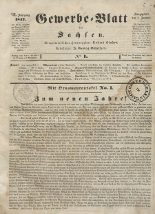 Gewerbe-Blatt für Sachsen. Jahrg. VII, 4. Januar, nr 1.