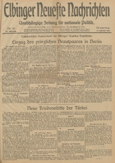 Elbinger Neueste Nachrichten, Nr. 43 Donnerstag 13 Februar 1913 65. Jahrgang