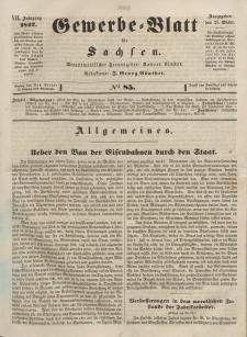 Gewerbe-Blatt für Sachsen. Jahrg. VII, 25. Oktober, nr 85.