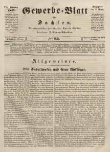 Gewerbe-Blatt für Sachsen. Jahrg. VII, 23. November, nr 93.