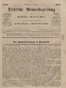Deutsche Gewerbezeitung und Sächsisches Gewerbeblatt, Jahrg. X. Dienstag, 12. August, nr 64.