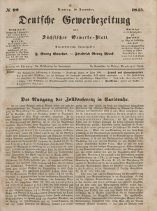 Deutsche Gewerbezeitung und Sächsisches Gewerbeblatt, Jahrg. X. Dienstag, 18. November, nr 92.