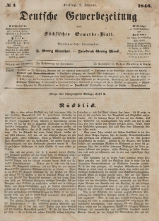 Deutsche Gewerbezeitung und Sächsisches Gewerbeblatt, 1846, Jahrg. XI, nr 1.