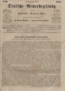 Deutsche Gewerbezeitung und Sächsisches Gewerbeblatt, 1846, Jahrg. XI, nr 22.