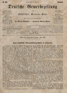 Deutsche Gewerbezeitung und Sächsisches Gewerbeblatt, 1846, Jahrg. XI, nr 27.