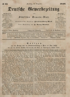 Deutsche Gewerbezeitung und Sächsisches Gewerbeblatt, Jahrg. XI. Freitag, 14. August, nr 65.