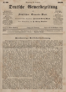 Deutsche Gewerbezeitung und Sächsisches Gewerbeblatt, Jahrg. XI. Dienstag, 18. August, nr 66.