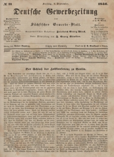 Deutsche Gewerbezeitung und Sächsisches Gewerbeblatt, Jahrg. XI. Freitag, 4. September, nr 71.