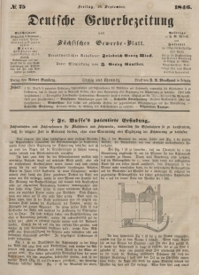Deutsche Gewerbezeitung und Sächsisches Gewerbeblatt, Jahrg. XI. Freitag, 18. September, nr 75.