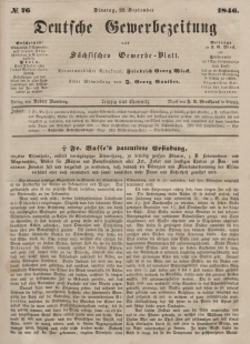Deutsche Gewerbezeitung und Sächsisches Gewerbeblatt, Jahrg. XI. Dienstag, 22. September, nr 76.