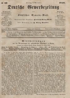 Deutsche Gewerbezeitung und Sächsisches Gewerbeblatt, Jahrg. XI. Freitag, 6. November, nr 89.