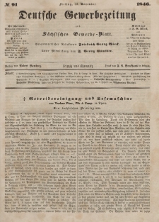 Deutsche Gewerbezeitung und Sächsisches Gewerbeblatt, Jahrg. XI. Freitag, 13. November, nr 91.