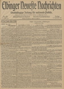 Elbinger Neueste Nachrichten, Nr. 250 Freitag 12 September 1913 65. Jahrgang