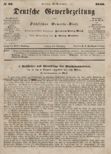 Deutsche Gewerbezeitung und Sächsisches Gewerbeblatt, Jahrg. XI. Freitag, 20. November, nr 93.