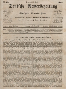 Deutsche Gewerbezeitung und Sächsisches Gewerbeblatt, Jahrg. XII, Dienstag, 20. Juli, nr 58.
